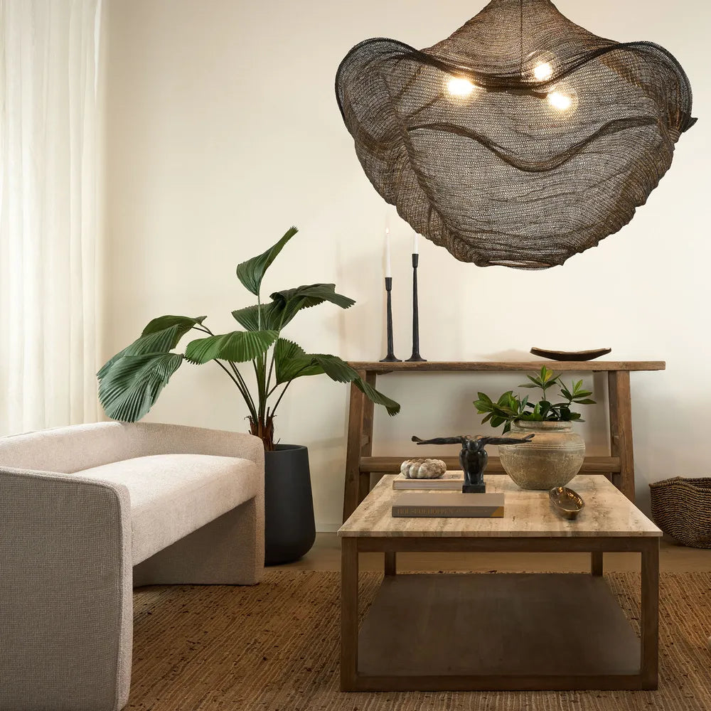 California Hanging Lamp Antique Brass/Black Pendant