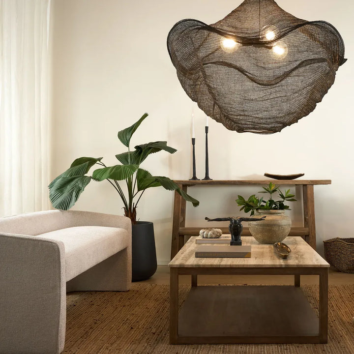 California Hanging Lamp Antique Brass/Black Pendant