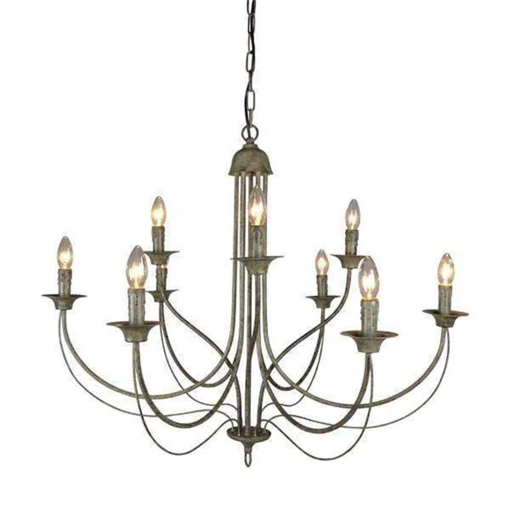9 Arm Taupe Iron Chandelier 9 Lights Chandelier