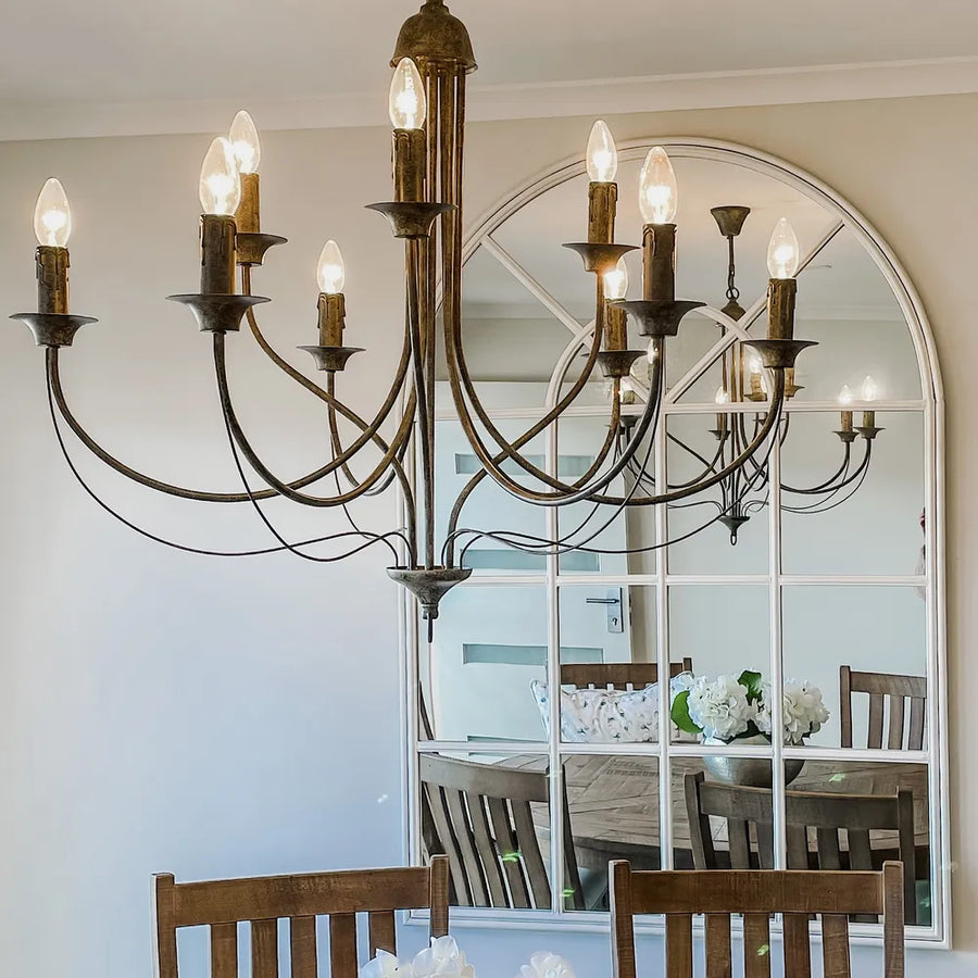 9 Arm Taupe Iron Chandelier 9 Lights Chandelier