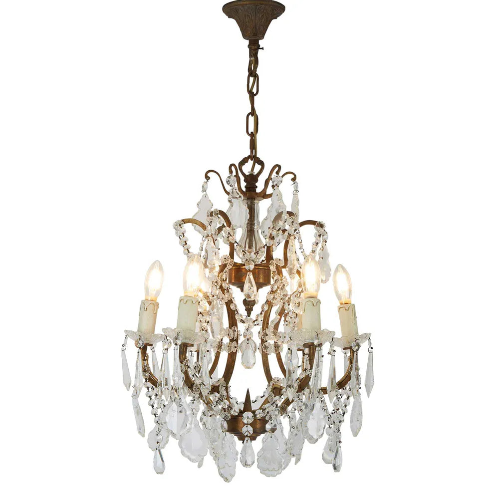Chantilly Metal 6 Arm Chandelier with Cut Glass Droplets Chandelier