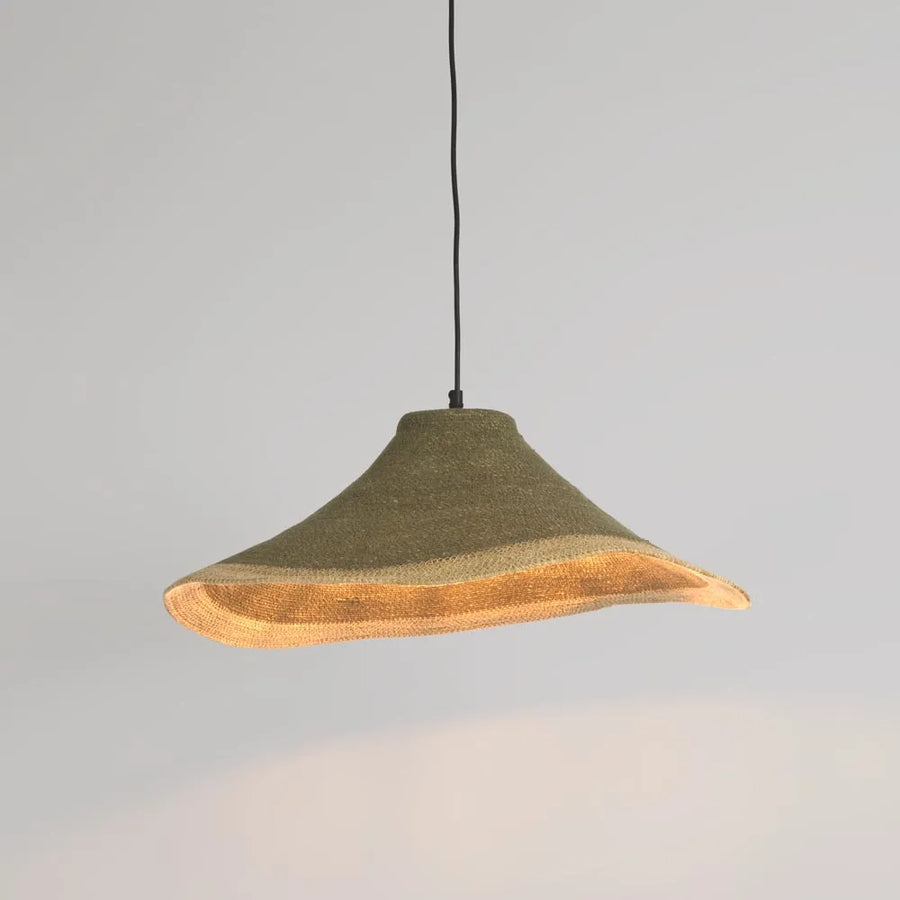 Amira Woven Pendant Shade Green & Natural Pendant