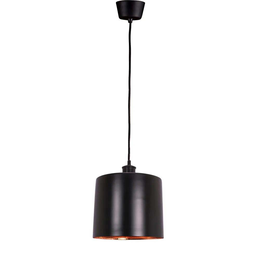 Portofino Ceiling Pendant Medium Matte Black and Copper Pendant