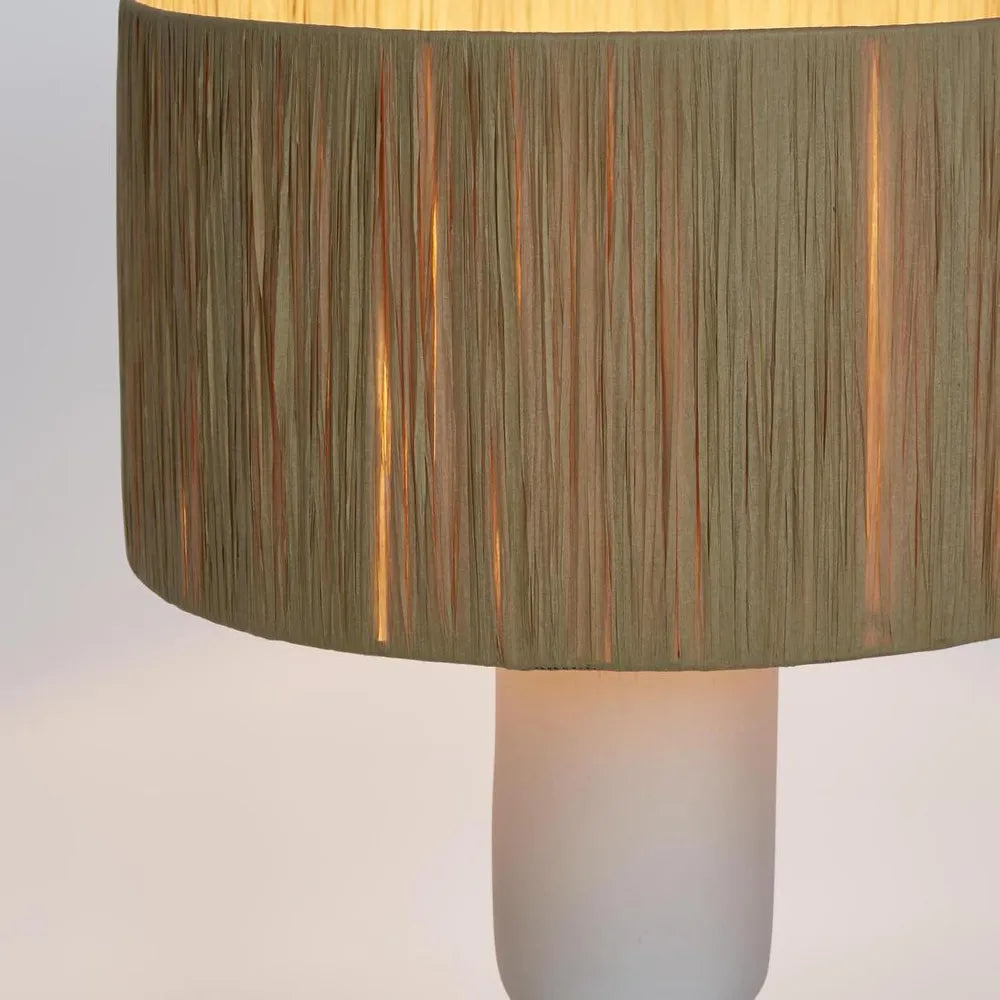 Clem Lamp Small White with Raffia shade TABLE LAMP