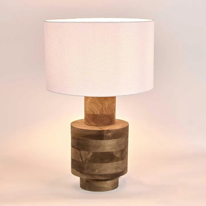 Circa Timber Table Lamp Small Black Shade White TABLE LAMP