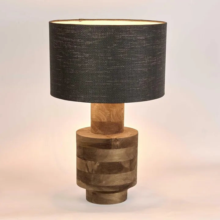 Circa Timber Table Lamp Small Black Shade TABLE LAMP