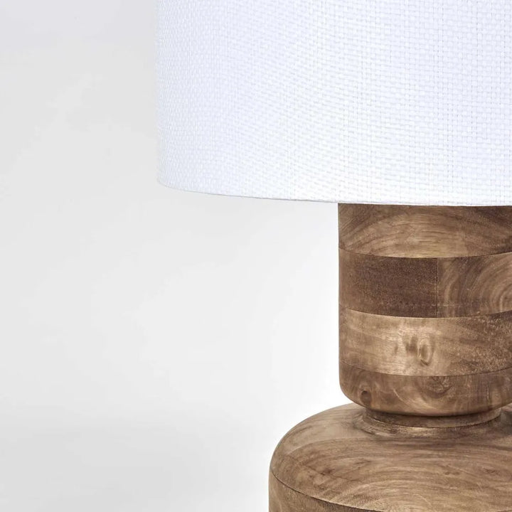 Clem Timber Table Lamp Black Shade White TABLE LAMP