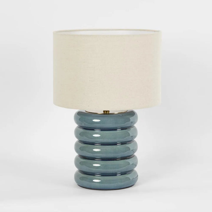 Bentley Taupe Table Lamp & Linen Shade Blue TABLE LAMP