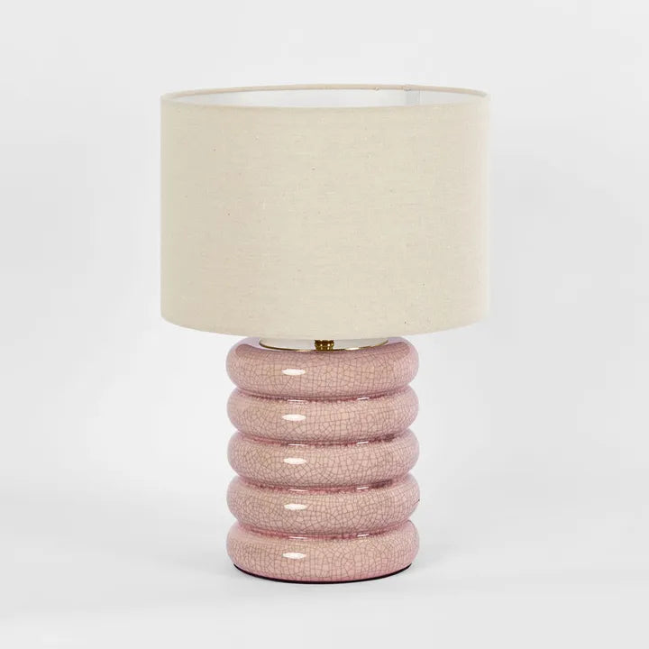 Bentley Taupe Table Lamp & Linen Shade Pink TABLE LAMP