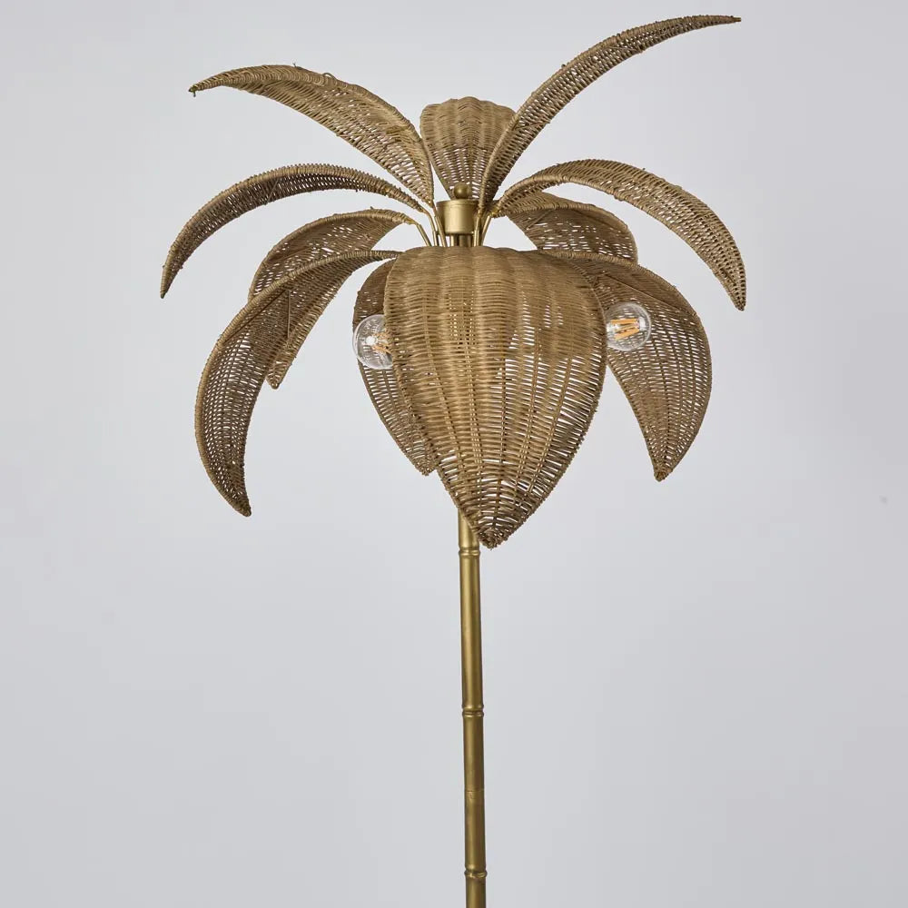 Bali Brass & Rattan Floor Lamp Floor Lamp