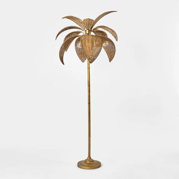 Bali Brass & Rattan Floor Lamp Floor Lamp