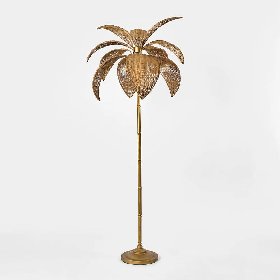 Bali Brass & Rattan Floor Lamp Floor Lamp
