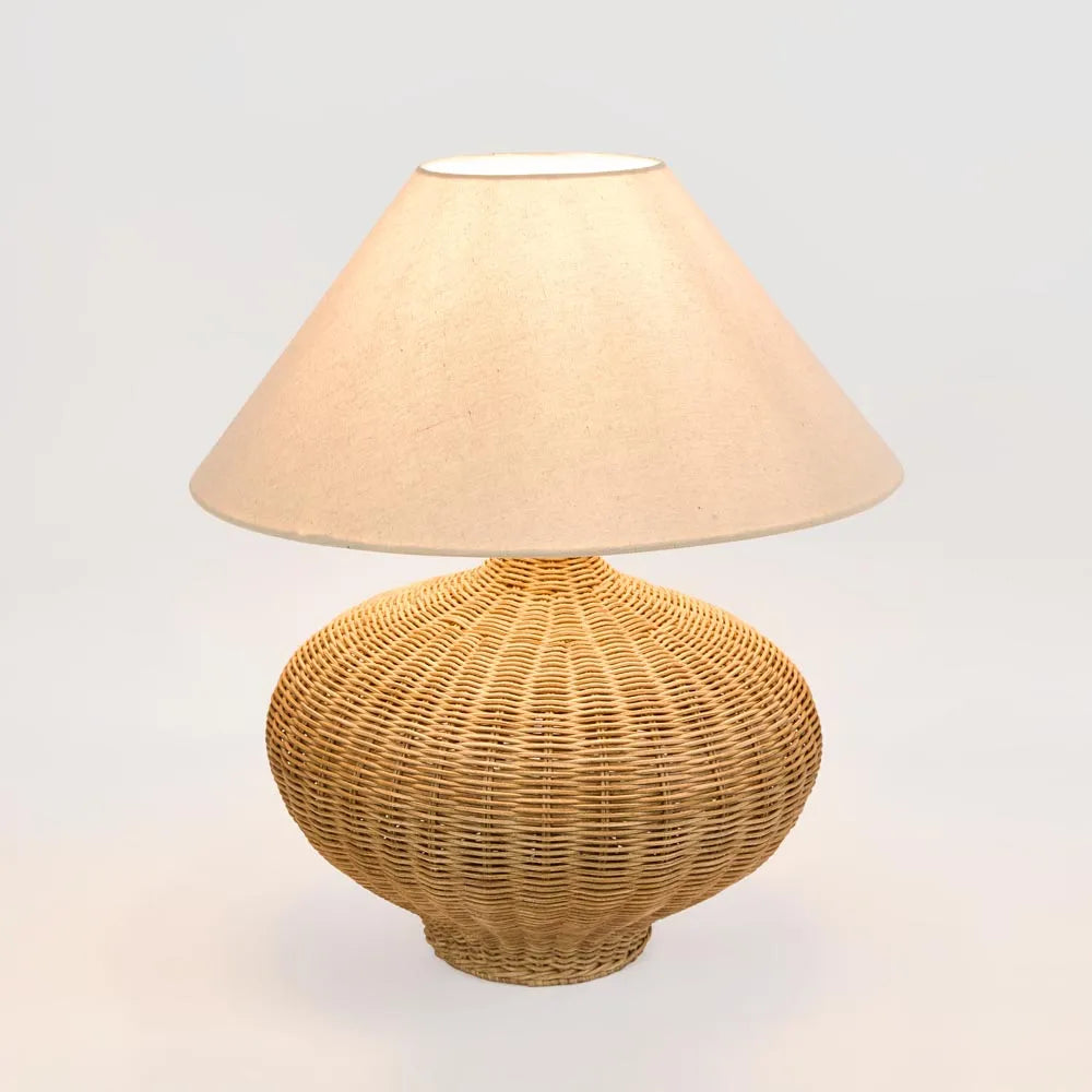 Dallas Rattan Table Lamp with linen shade TABLE LAMP