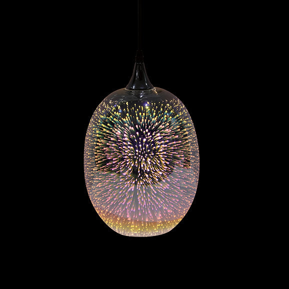 3D Glass Oval Silver Pendant