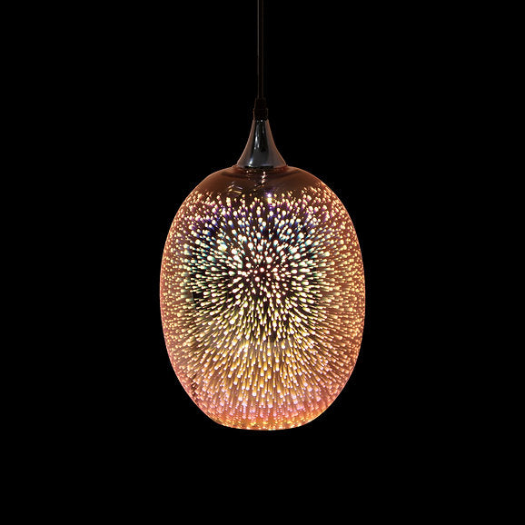 3D Glass Oval Gold Pendant