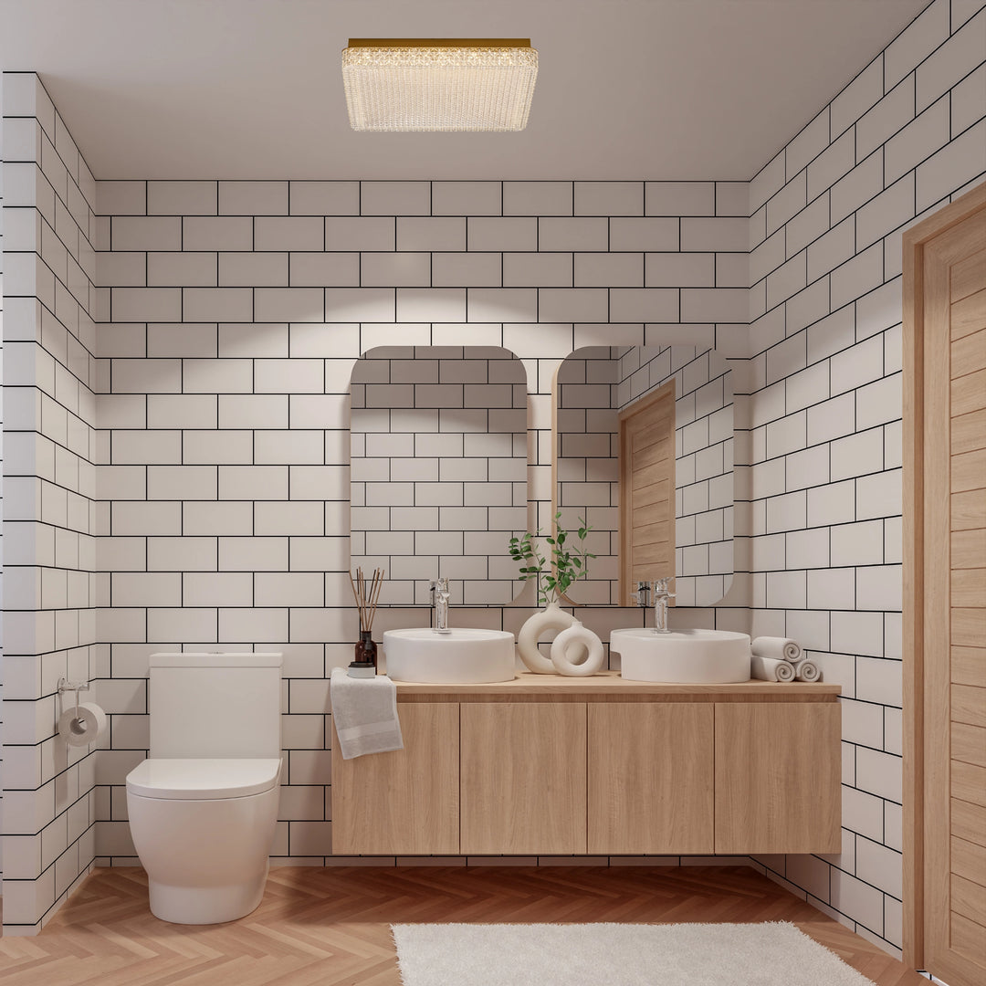Calibo Gleam Crystalline Square LED CTC Light | Gold Ceiling light
