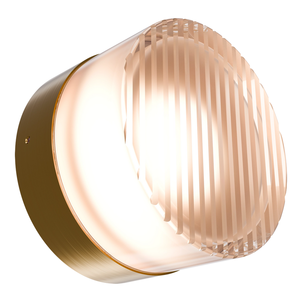 Calibo Gull Round Ribbed Acrylic 3CCT LED Exterior Wall Light Brass WALL LIGHT
