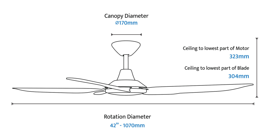 Storm DC Fan with LED Light Black/White Celling Fan