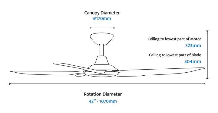 Storm DC Fan with LED Light Black/White Celling Fan