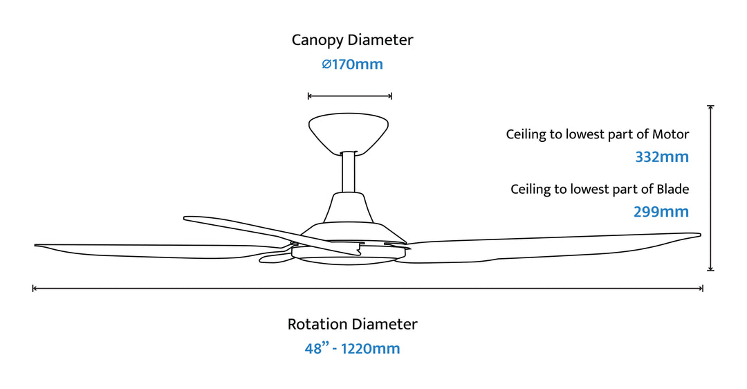 Storm DC Fan with LED Light Black/White Celling Fan