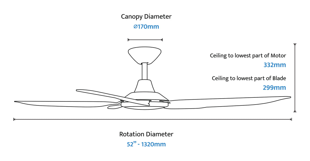 Storm DC Fan with LED Light Black/White Celling Fan