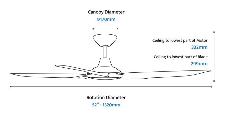 Storm DC Fan with LED Light Black/White Celling Fan