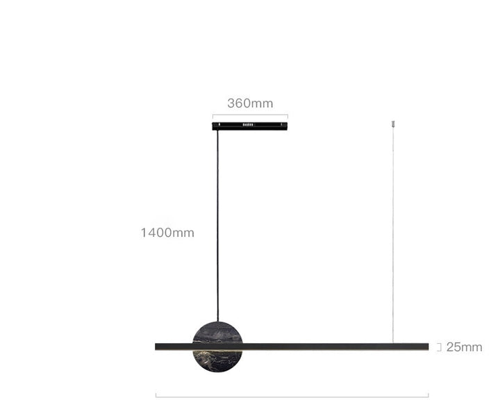 HAMBURG Linear Pendant with Marble Pendant