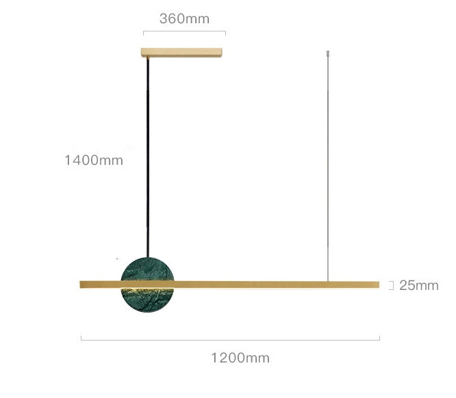 HAMBURG Linear Pendant with Marble Pendant