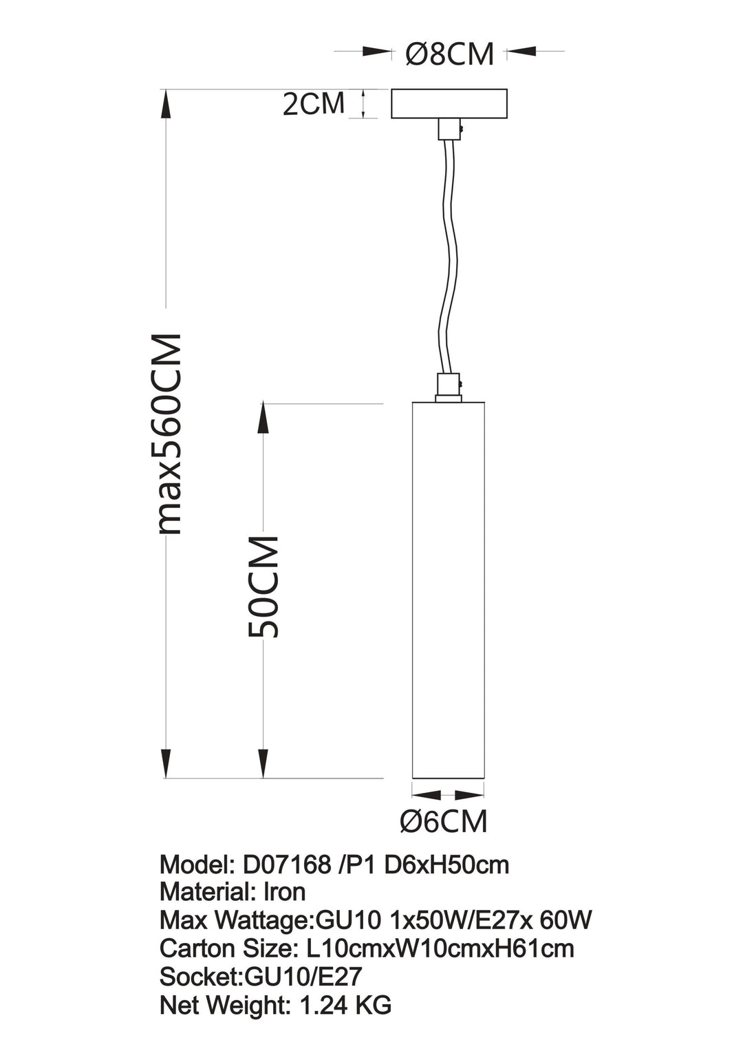 TORESS Charred Cylinder Pendant