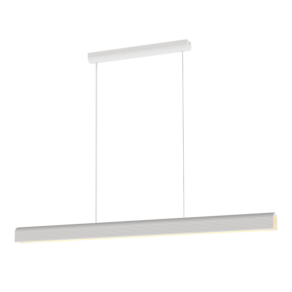 Calibo Munia Sculptural Ribbed LED Linear Pendant with Paintable Gypsum Surface - White Pendant