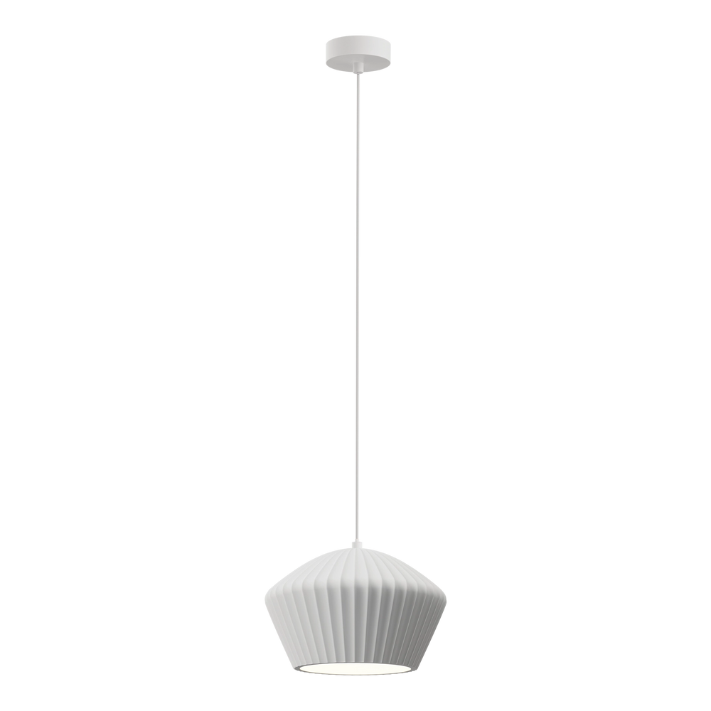 Calibo Munia Sculptural Fluted Dome Pendant with Paintable Gypsum Surface - White Pendant