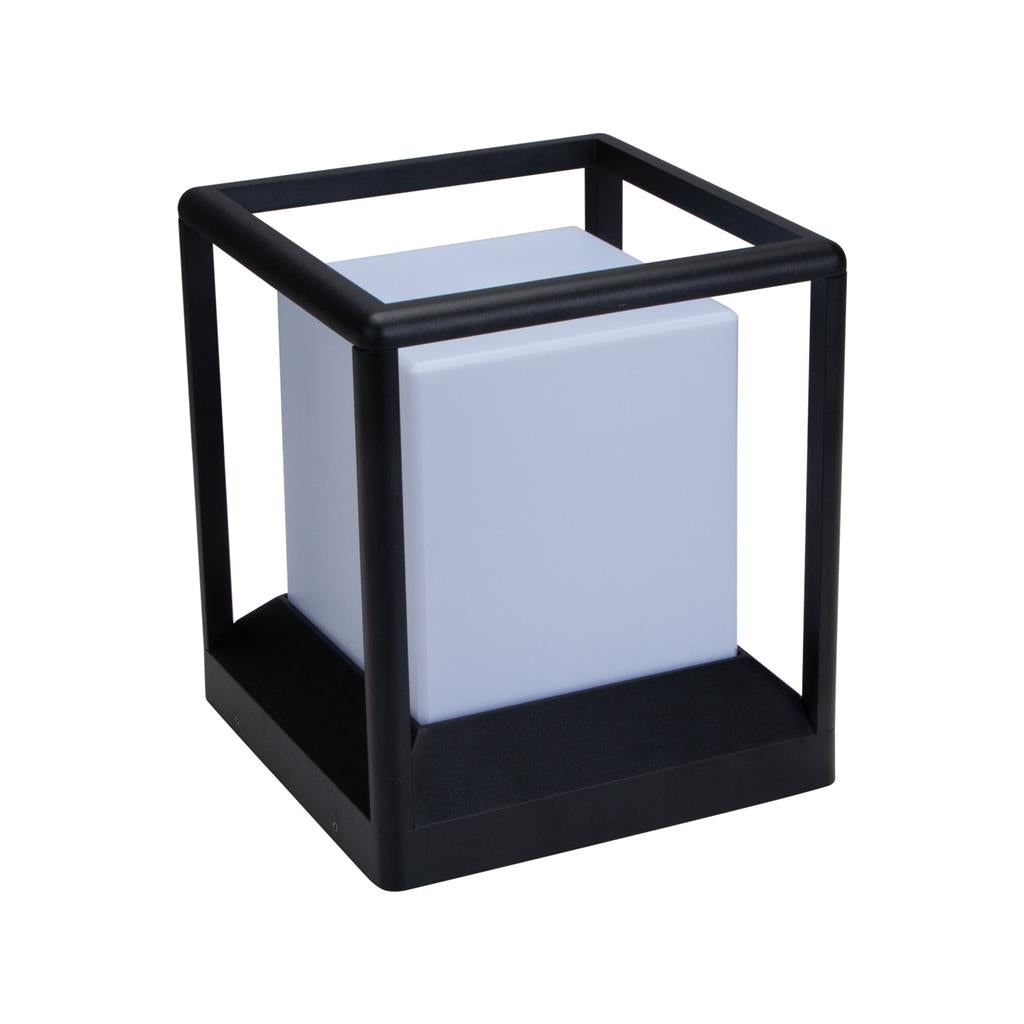CUBED SHAPED PILLAR MOUNT IP65 E27 Black Pillar light