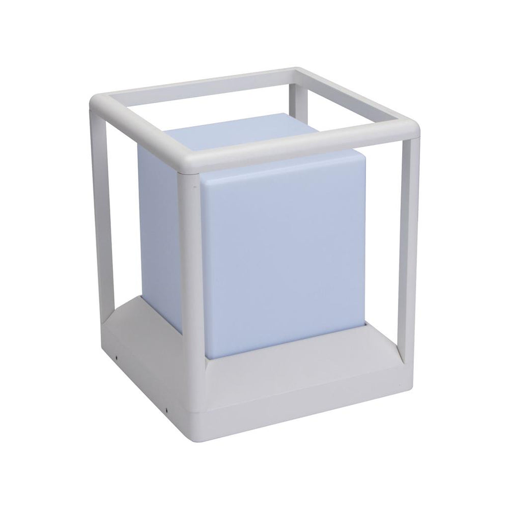 CUBED SHAPED PILLAR MOUNT IP65 E27 White Pillar light