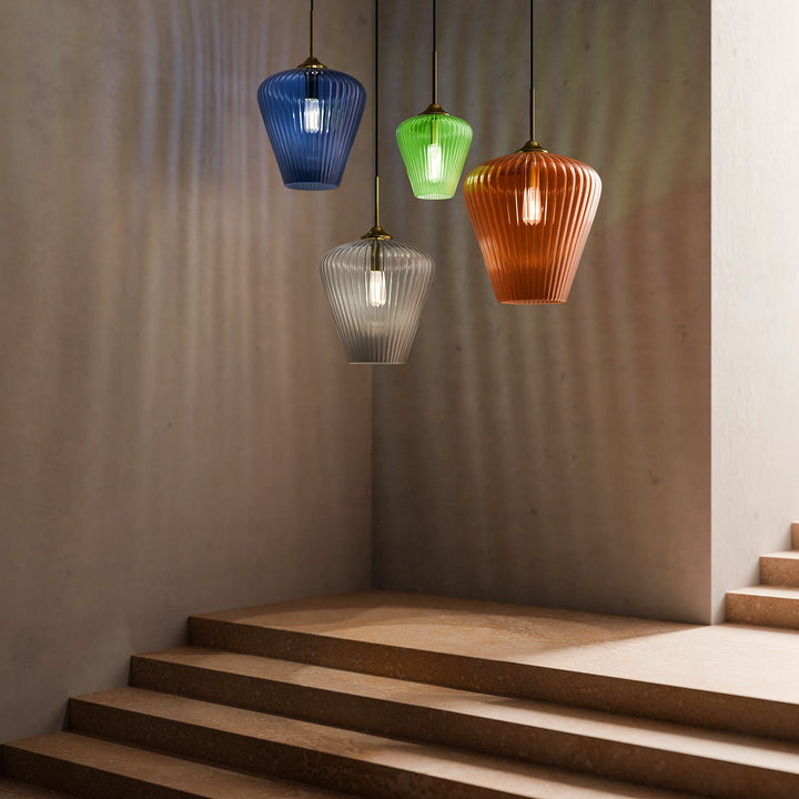 Ribbon Fluted Glass Pendant Light 360mm Pendant