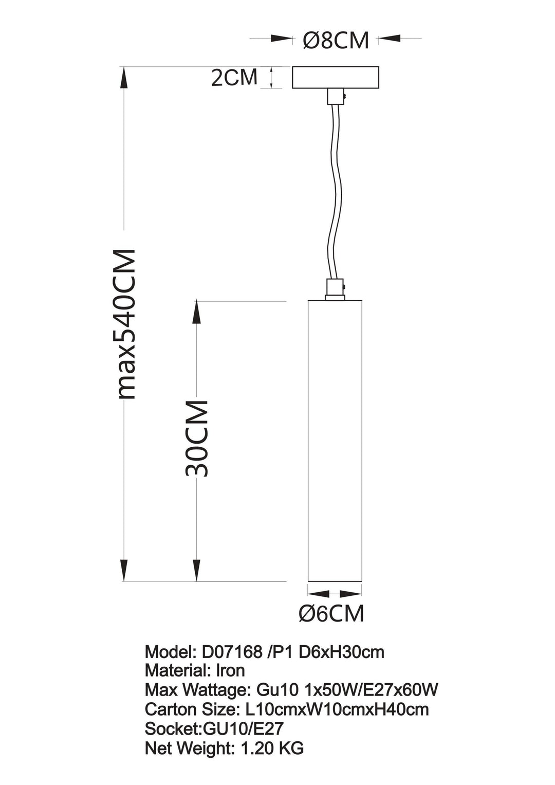 TORESS Charred Cylinder Pendant