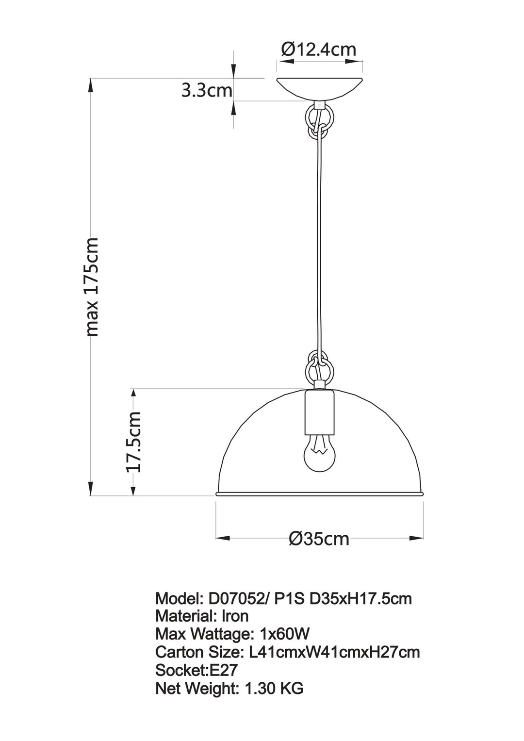 KINGSTON D007052/P1 35CM ACID Pendant