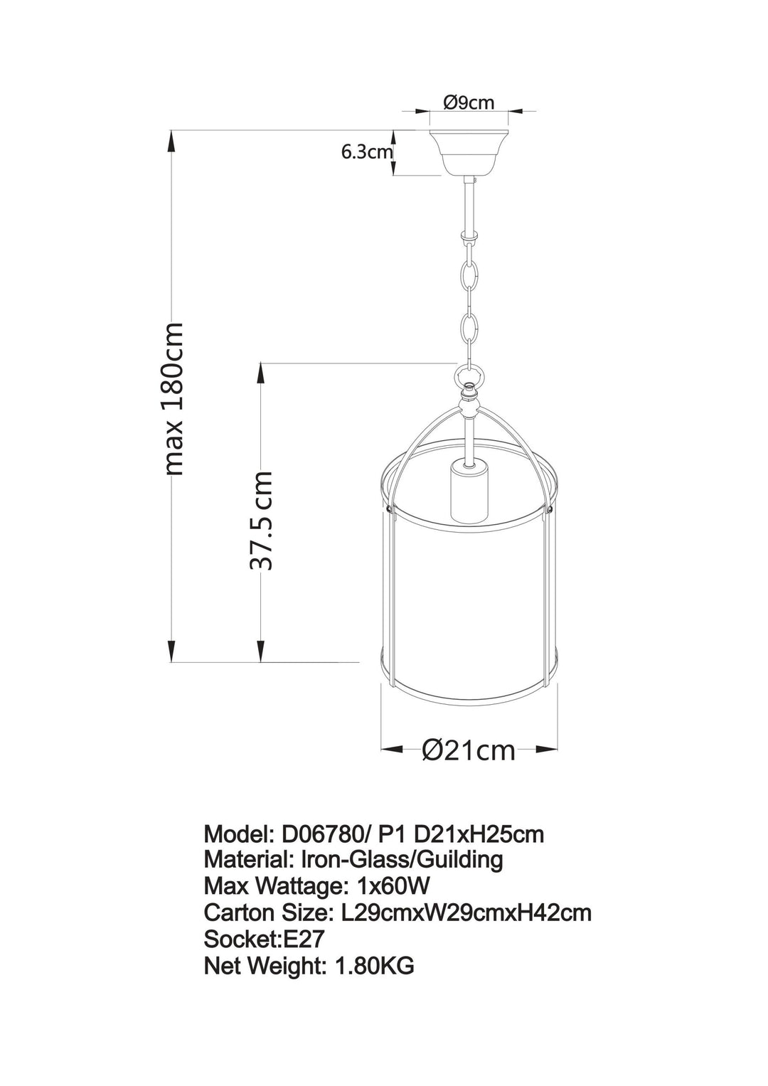 ISABELLA LANTERN D06780-P1 pendant