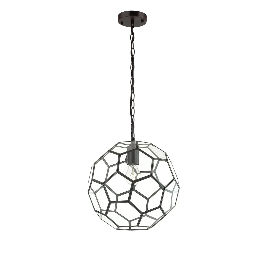 Honeycomb Black and Glass Pendant Light