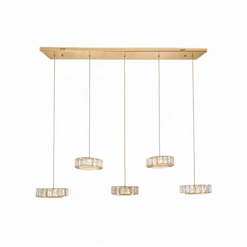 IAN 5 Light Crystal Pendant Tri-Colour LED Gold pendant