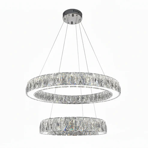 AARON 2 Ring Crystal Chandelier Tri-Colour LED