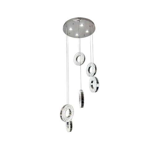 ROBI 6 Ring Crystal Chandelier Tri-Colour LED