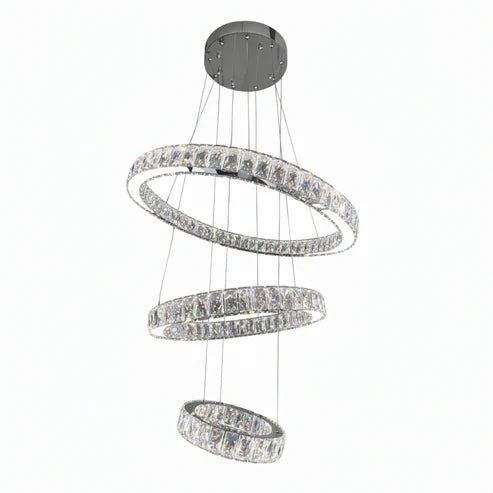 AARON 3 Ring Crystal Chandelier Tri-Colour LED