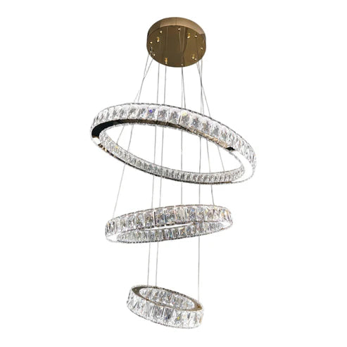AARON 3 Ring Crystal Chandelier Tri-Colour LED