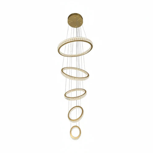 AARON 5 Ring Crystal Chandelier Tri-Colour LED
