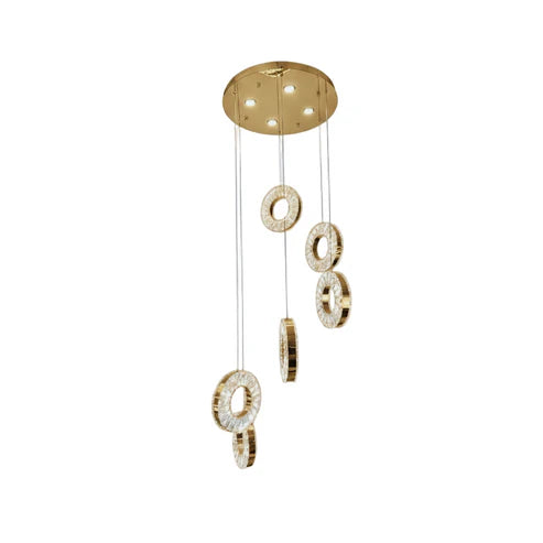 ROBI 6 Ring Crystal Chandelier Tri-Colour LED