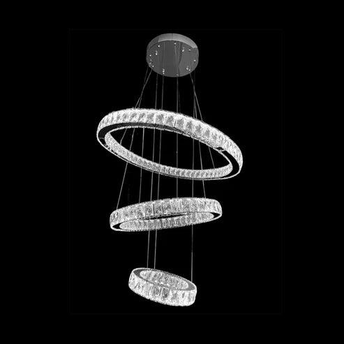 AARON 3 Ring Crystal Chandelier Tri-Colour LED