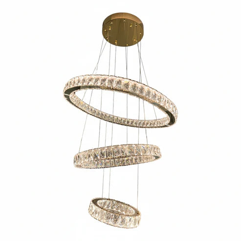 AARON 3 Ring Crystal Chandelier Tri-Colour LED