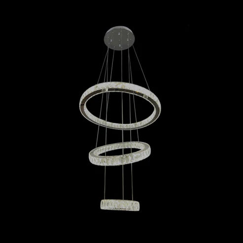 AARON 3 Ring Crystal Chandelier Tri-Colour LED