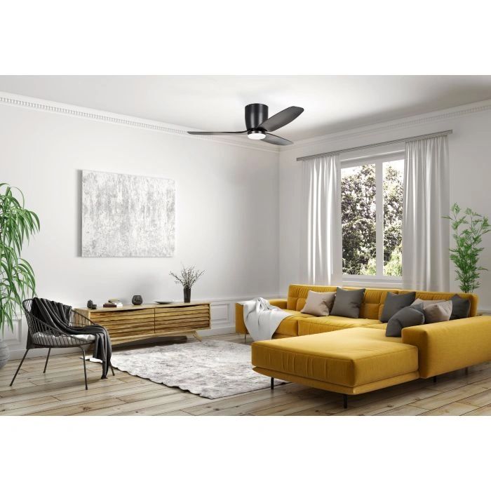 EGLO SEACLIFF 44 DC hugger ceiling fan with LED light MATTE BLACK