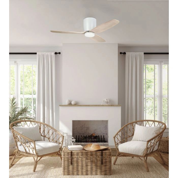 EGLO SEACLIFF 44 DC hugger ceiling fan with LED light GESSAMI OAK